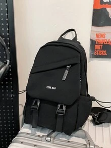 1入組男士腰包/胸包,黑色聚酯純色簡約時尚拉鍊旅行、約會、學校用,適合學生攜帶,斜背腰掛兩用男士禮物,商務禮物,丈夫父親禮物,情人節禮物 - 黑色 - 查看 3