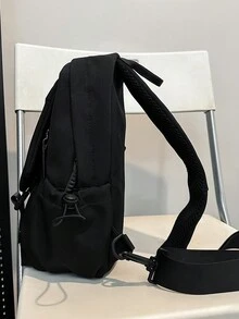 1入組男士腰包/胸包,黑色聚酯純色簡約時尚拉鍊旅行、約會、學校用,適合學生攜帶,斜背腰掛兩用男士禮物,商務禮物,丈夫父親禮物,情人節禮物 - 黑色 - 查看 4