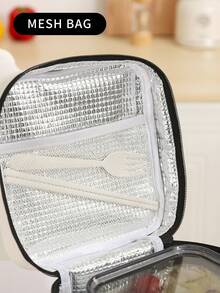 1個流行的大容量圓形隔熱袋，具備防水功能和可調節肩帶，可放午餐盒、便當盒等。適用於工作或學校。學校組織包老師儲物包教室用品袋教室組織包 - 黑色 - 查看 5