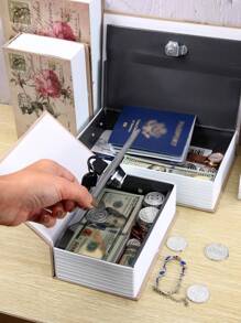 1pc Portable Key Lock Box, Hidden Book Deposit Box, Savings Box, Coin Holder, Home Security Box, Secret Storage Box, Money Box, Depository Box, For Storing Jewelry, Valuables, Halloween/Thanksgiving/Christmas Gifts - Beige - View 5