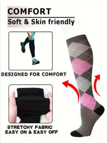 1 Pair Copper Wellow Compression Socks Women Men 15-20 Mmhg Knee High Pregnant Nurses Pregnancy Maternity Cute Sports Gold Fit Cycling Adult Support Hose Circulation Long Women, For Gym