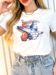 Women T-Shirts - 白色 - 查看 2