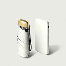 Mini Sun Umbrella Small Pocket Rain Umbrella Vinyl Folding Umbrella UV Ultraviolet Protection Sun Shade Pocket Parasol Capsule - White - View 4