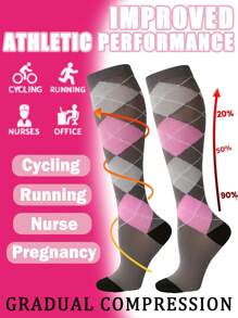 1 Pair Copper Wellow Compression Socks Women Men 15-20 Mmhg Knee High Pregnant Nurses Pregnancy Maternity Cute Sports Gold Fit Cycling Adult Support Hose Circulation Long Women, For Gym