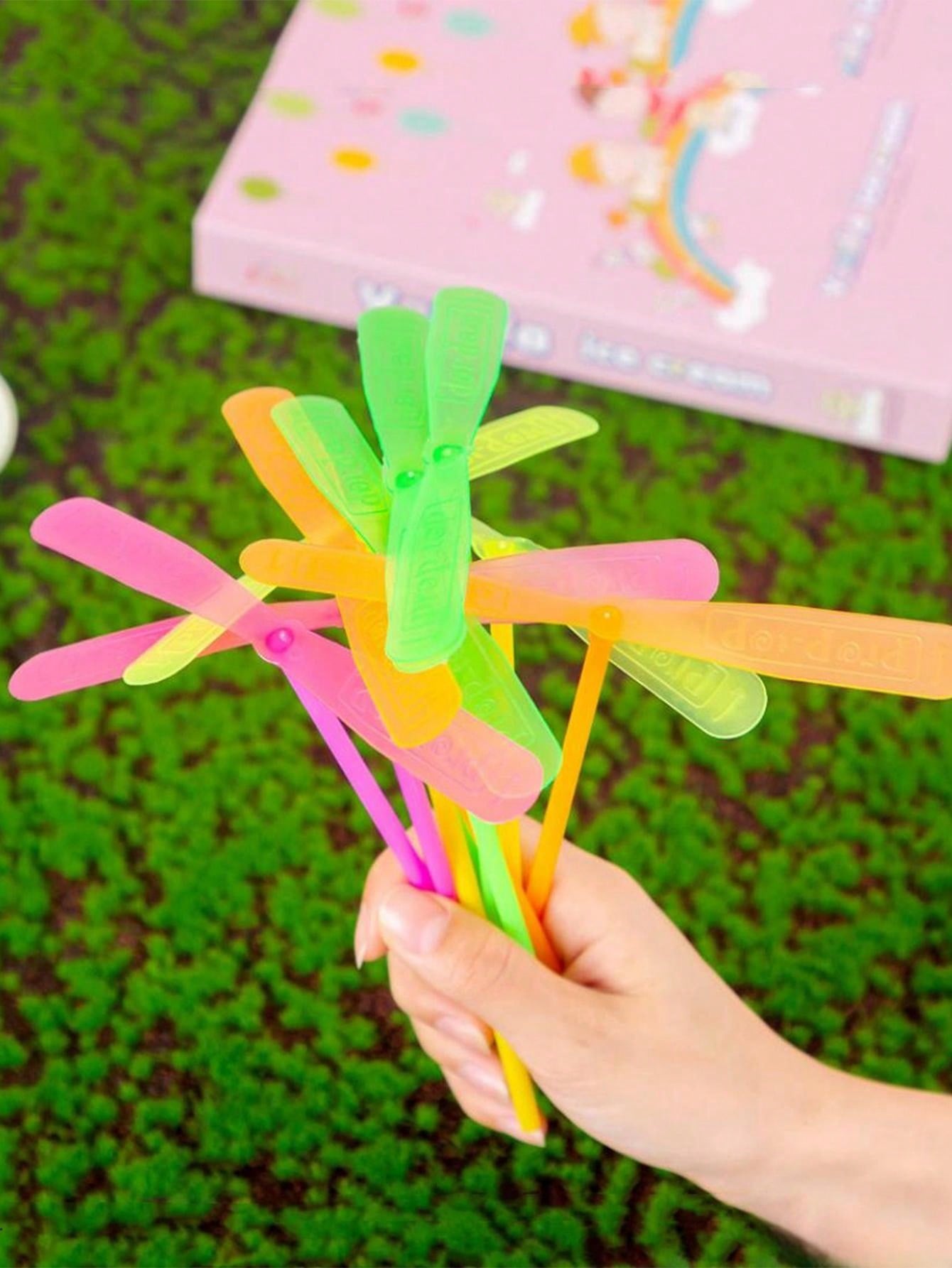 100pcs Plastic Handpowered Flying Toy Set, Clear Color Double Flying