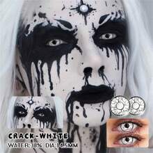 EYESHARE 彩色隐形眼镜 1 对 HEMA 动漫眼镜片 年度一次性化妆品软性彩色隐形眼镜 角色扮演派对眼睛 白色红色 万圣节服装角色扮演 - 白色 - 查看 2