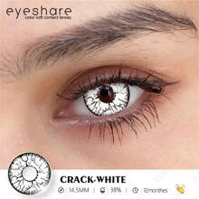 EYESHARE 彩色隐形眼镜 1 对 HEMA 动漫眼镜片 年度一次性化妆品软性彩色隐形眼镜 角色扮演派对眼睛 白色红色 万圣节服装角色扮演 - 白色 - 查看 4