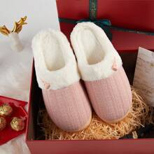 NineCiFun Women's slippers antiskid home cotton slippers memory foam slippers outdoor indoor warm comfortable plush lining bedroom slippers - 粉色 - 查看 1