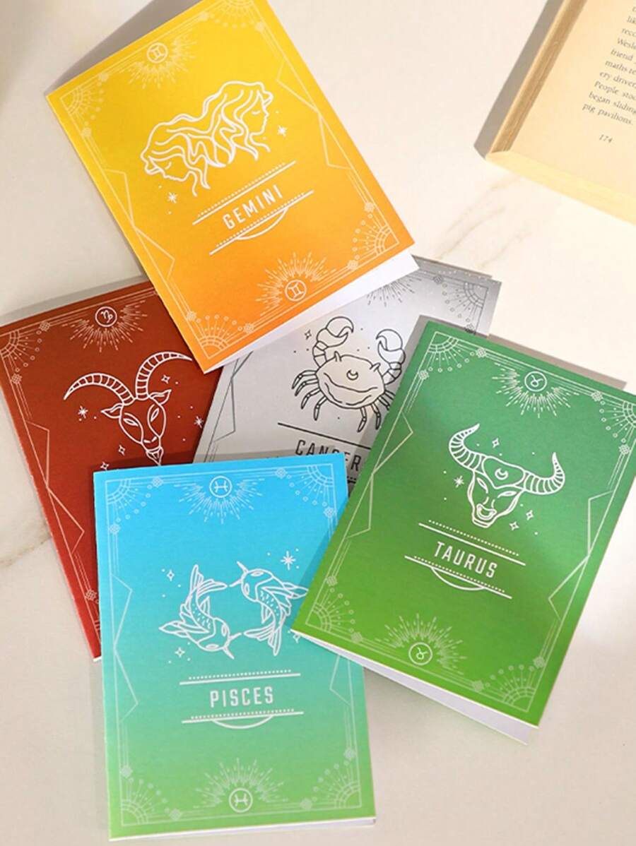 12pcs/Set Zodiac Signs Birthday Greeting Card Collection, Zodiac Signs Pattern, Twelve Constellations Pattern, Astrological Sign Patttern, Birthday Greeting Card For Friends, Greeting Card, Birthday Card - Multicolor - View 1