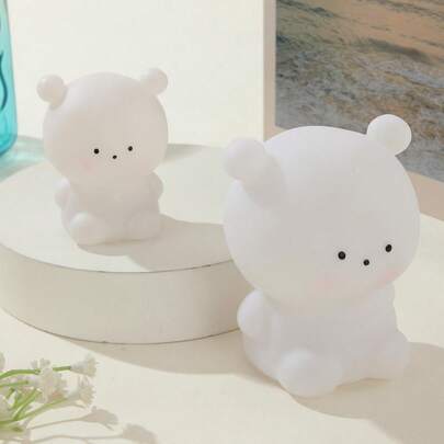 1pc White PVC Warm Light LED Light Source White Bear Night Light, Soft & Comfortable Light Is Suitable For Bedroom, Living Room, Study, Corridor, Basement, Can Be Used For Night Lighting, Also Can Be Used For Decoration In Various Occasions, Gift For Friends, Classmates, Colleagues, Relatives For Festivals/Birthdays, Also Known As LED Lamp, Valentine\ Day Ambiance Lamp, Luminous Ornaments, Bedside Light, Table Lamp, Night Light.