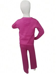 CONJUNTO TEJIDO NIÑAS - Rosa Fucsia - Ver 3