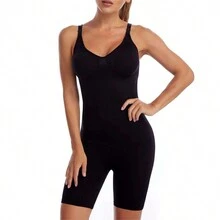 Faja ajustada para mujer, tirantes ajustados, levanta caderas, controla el abdomen, sostiene los senos, elástica y transpirable - Negro - Ver 3