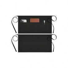 1 Pack Service Apron With 3 Pockets - Waist Apron, Waiter And Waiter Apron, Waterproof Long Belt With Reinforced Seams, Half Apron (Black) - Black - View 6