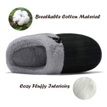 NineCiFun Women's slippers antiskid home cotton slippers memory foam slippers outdoor indoor warm comfortable plush lining bedroom slippers - 黑灰色 - 查看 5