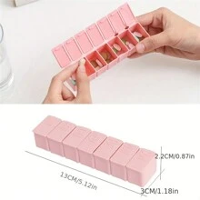 1件/2件/4件旅行药盒支架每周药品储存整理器容器药物片剂分配器独立格子药盒 - 粉色 - 查看 7