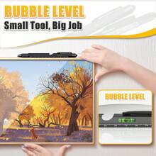 YXXLUYH 男士礼物，2 包 10 合 1 多功能工具笔套装 - LED 灯、触控笔、尺子、水平仪、开瓶器、螺丝刀、圆珠笔、建筑、钢笔、圣诞礼物，适合男士、他、男朋友、爷爷（黑色） - 黑色 - 查看 8