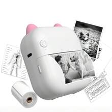 Mini Label Printer (Note: Independent Printer Or 5 Rolls Of Self-Adhesive Paper Optional) Suitable For Printing Photos, Lists, Memos, QR Codes, Notes, Portable Thermal Printer Compatible With Android Or IOS APP - Pink - View 6