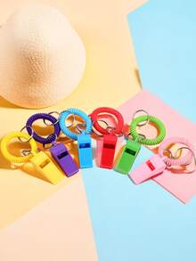 2入組/包大聲音塑料戶外求生口哨帶手環,適用於運動、訓練、球迷和聖誕禮物(隨機顏色) - 彩色 - 查看 9