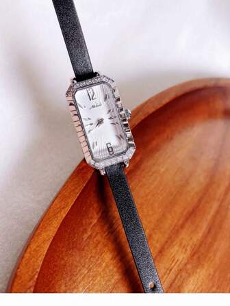 1 pieza Reloj de mujer de círculo único con correa y cadena decorativa de rhinestone, conjunto de regalo de Navidad para novia