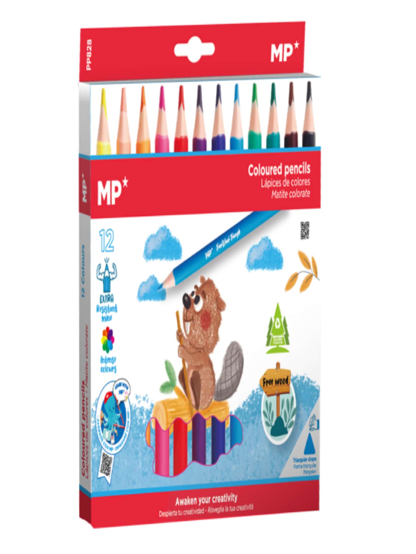 LÁPICES DE COLORES TRIANGULARES JUMBO 12U Mexicopaper - Multicolor - Ver 1