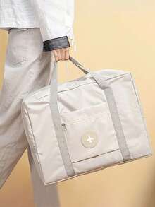 旅行折疊手推車包大容量行李手提袋,可攜式上飛機儲物袋,旅行包/假期/隨身包/旅行袋/週末包/過夜袋 - 米色 - 查看 5