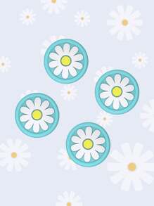 4pcs Sunflower Pattern Joystick Silicone Cover Compatible With SWITCH Game Console - Blue - View 1