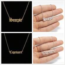 1 件欧美风格不锈钢男女通用项链，2 月 14 日情人节，12 星座和字母吊坠。休闲个性化锁链珠宝礼物，妈妈，母亲，母亲节，礼物