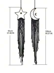 Set de 2 atrapasueños tejidos a mano con estrellas y luna, decoración de pared bohemia, arte de pared, decoración colgante adecuada para el hogar, la boda, la sala de estar, el dormitorio y regalos festivos (sin luz), decoración del hogar, decoración de la habitación, decoración de pared