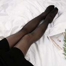 Medias Brillantes Con Efecto Glitter - Negro - Ver 2