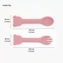 Infant And Toddler Silicone Feeding Spoon And Fork Set, Soft And Safe, Great For Self-Feeding Training, Silicone - Olive Green - View 4