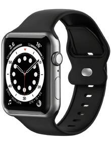 1 dây đeo đồng hồ silicon màu đen, tương thích với Apple Watch - màu đen - Xem 1