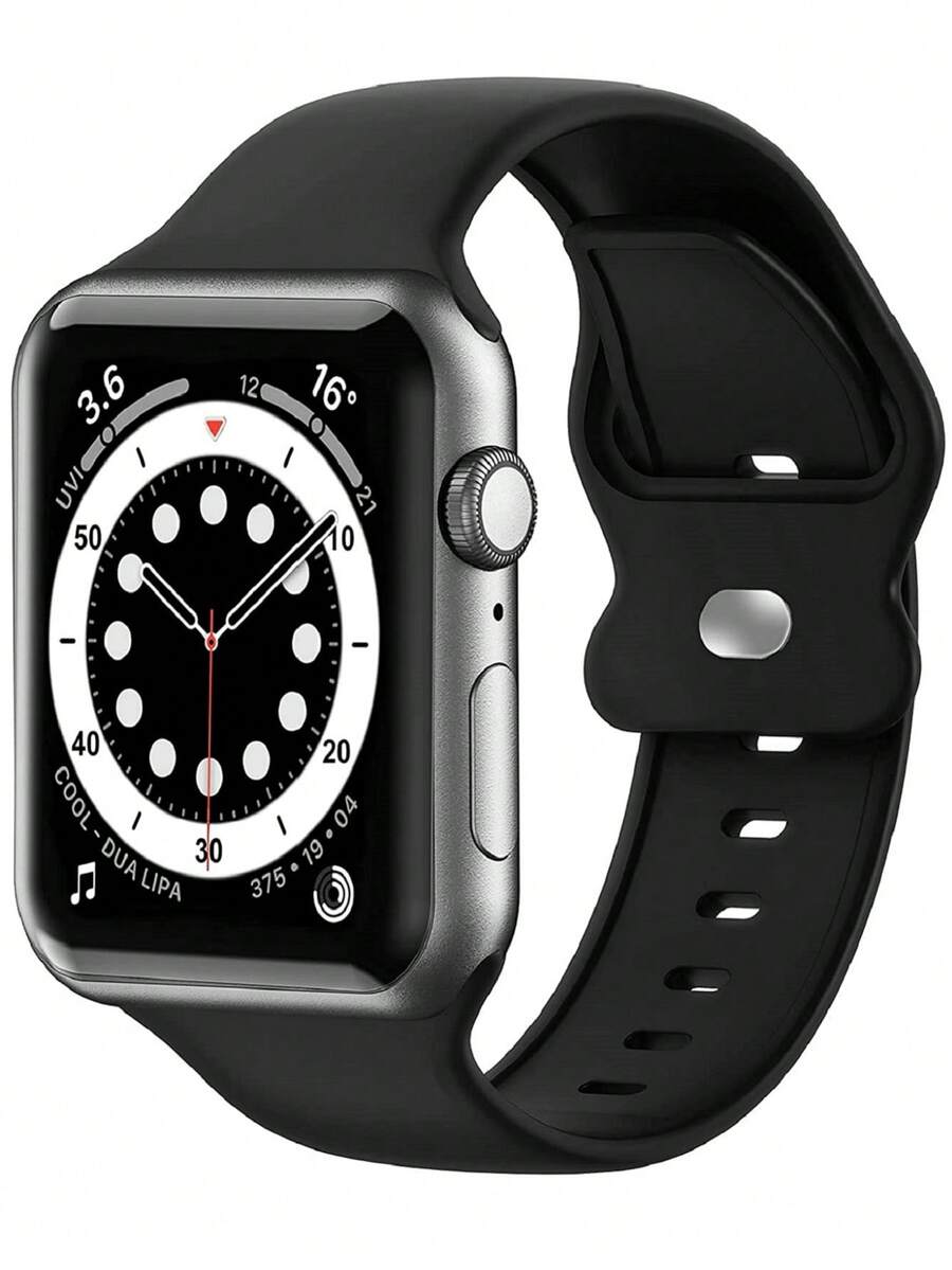 1 dây đeo đồng hồ silicon màu đen, tương thích với Apple Watch - màu đen - Xem 1
