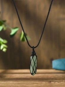 1入手工編織包裹水晶能量柱吊墜,時尚調整男女通用長項鍊,絕佳的水晶能量療癒柱,是聖誕節的完美禮物 - 項鍊 - 查看 9