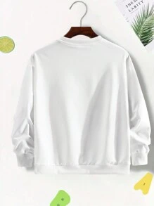 Tween Boy Letter Printed Round Neck Sweatshirt - White - View 2