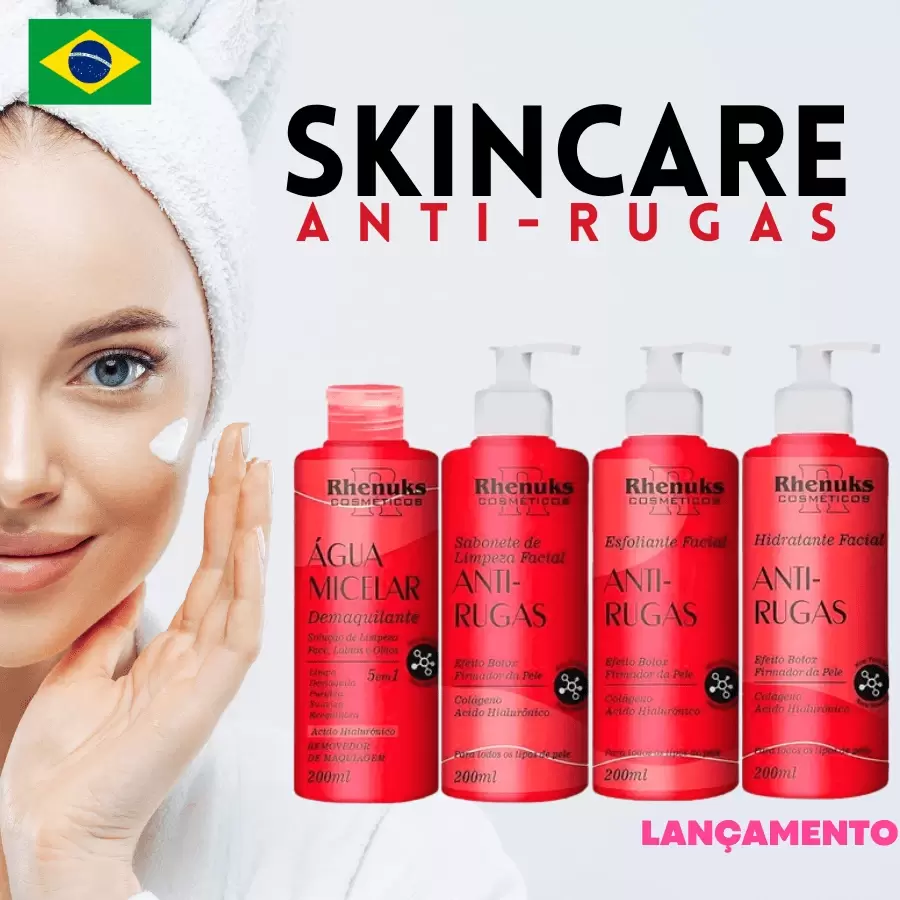 KIT Skincare Anti Rugas com Colágeno e Acido Hialurônico Efeito Botox Anti Sinais Vitaminas Tratamento Facial Anti Envelhecimento - Skin Anti Rugas - Efeito Botox - Visão 1
