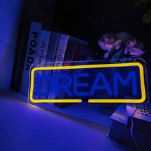 CTTNLS LED 霓虹灯“梦想”墙标，适用于酷炫灯光、墙面艺术、卧室装饰、家居饰品、派对和节日装饰、客厅装饰、儿童房、游戏室、男人窝、酒吧装饰 - 彩色 - 查看 2