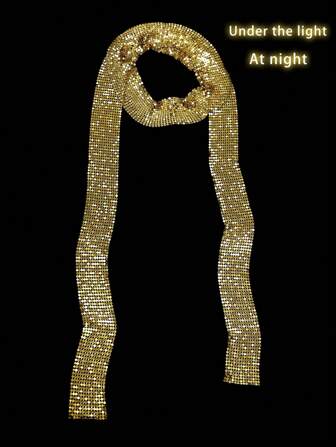 1pc Gold Metallic Mesh Sequin Shiny Nightclub Party Scarf Necktie