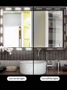 Led梳妝鏡燈荷里活風格化妝台燈,3m超亮白光led,可調光觸控燈條,適用於梳妝桌和浴室鏡照明 - 白色 - 查看 4