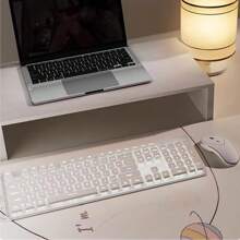 1入組白色靜音超薄2.4g無線滑鼠和鍵盤組合,適用於辦公室/遊戲 - 白色 白光[無線鍵鼠套裝]靜音版 - 查看 2