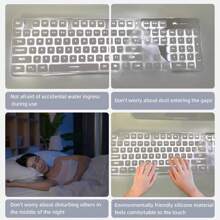 1入組白色靜音超薄2.4g無線滑鼠和鍵盤組合,適用於辦公室/遊戲 - 白色 白光[無線鍵鼠套裝]靜音版 - 查看 3