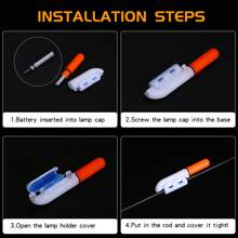 Sougayilang 1 件釣竿燈不含 425 電池 8 種顏色可選電子桿燈 Led 燈夾釣魚咬閃光燈有吸引力的魚餌燈防水釣魚配件無電池 - 黃色 - 查看 9