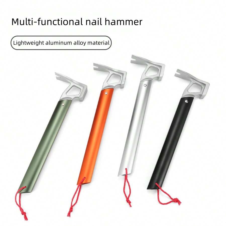1pc Silver Multi-Functional Camping Mallet & Peg Extractor For Canopy, Tent And Awning