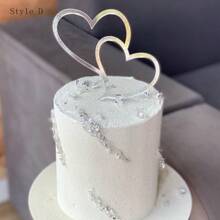 3 pièces Décoration de gâteau sur le côté de la Saint-Valentin en acrylique en forme de coeur