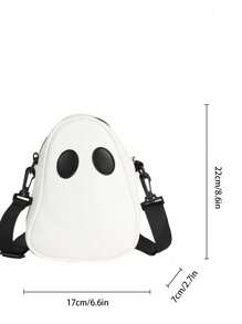 趣味鬼形跨身包-兒童款,pu材質,適用於男孩和女孩,卡通丑可愛小鬼設計肩背袋 - 白色 - 查看 6