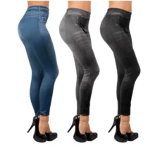 Leggins Tipo Jeans de Mezclilla, Resalatn La figura - Azul - Ver 4