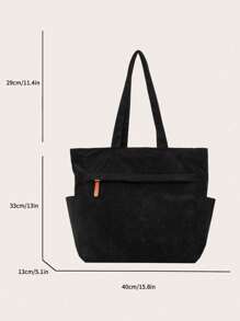 Fashion Solid Color Multi-Pocket Women's Tote Bag, Large Capacity Casual Outdoor Vacation Travel Shoulder Bag, Lightweight Multifunctional Shopping Grocery Storage Handbag, Simple Daily Commute Crossbody Bag, Suitable For School And Work Use - Black - View 6