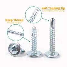 1入組125件鍍鋅自攻螺絲五種尺寸套件,適用於金屬木材和塑膠板的薄板螺絲 - 銀色 - 查看 3