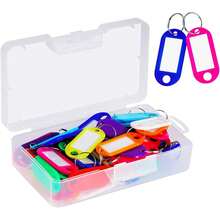 50 Pieces Key Identifier, Tags For Identification Keychains, Open Ring Keys Plastic Keychain With Window Ring Tag, Luggage Bag Identification. - 彩色 - 查看 2