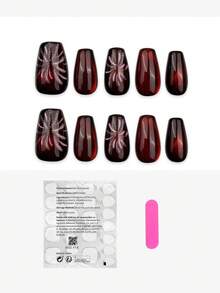prettysecrets 10pcs Short Square Fireworks Handmade False Nails Set For Daily Use - Multicolor - View 2
