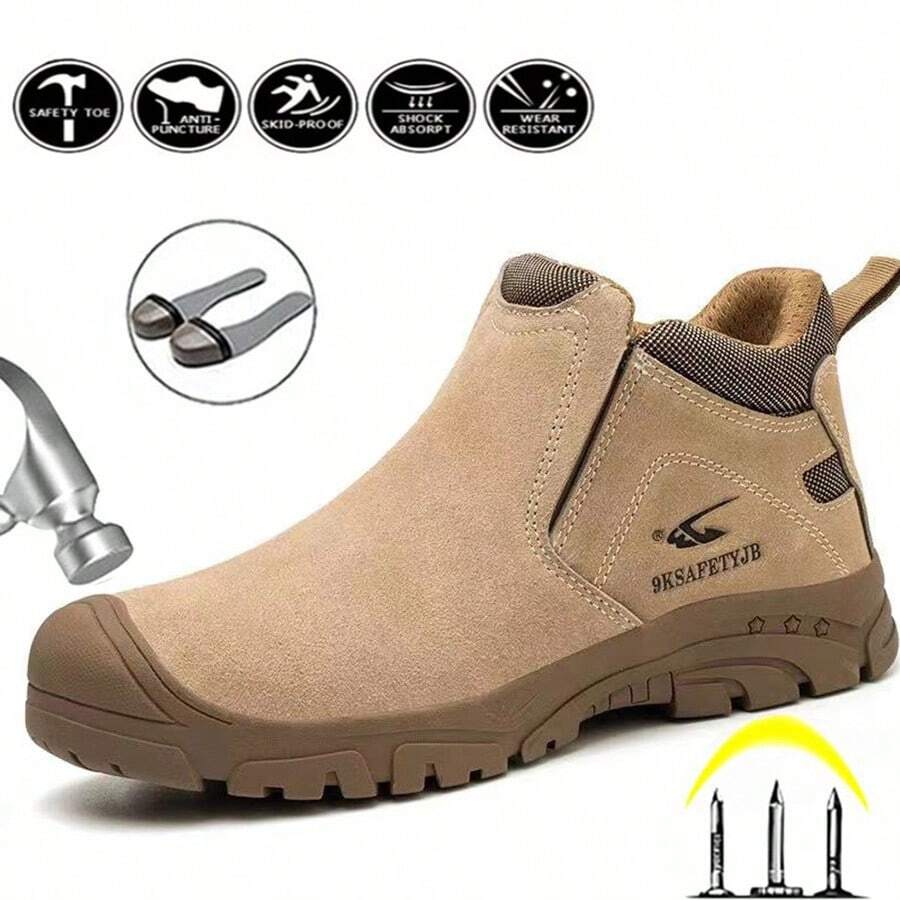 男性防砸防刺安全鞋,建築焊接工作鞋,耐磨防滑不壞鞋,戶外工作鞋 - 黃色 - 查看 1
